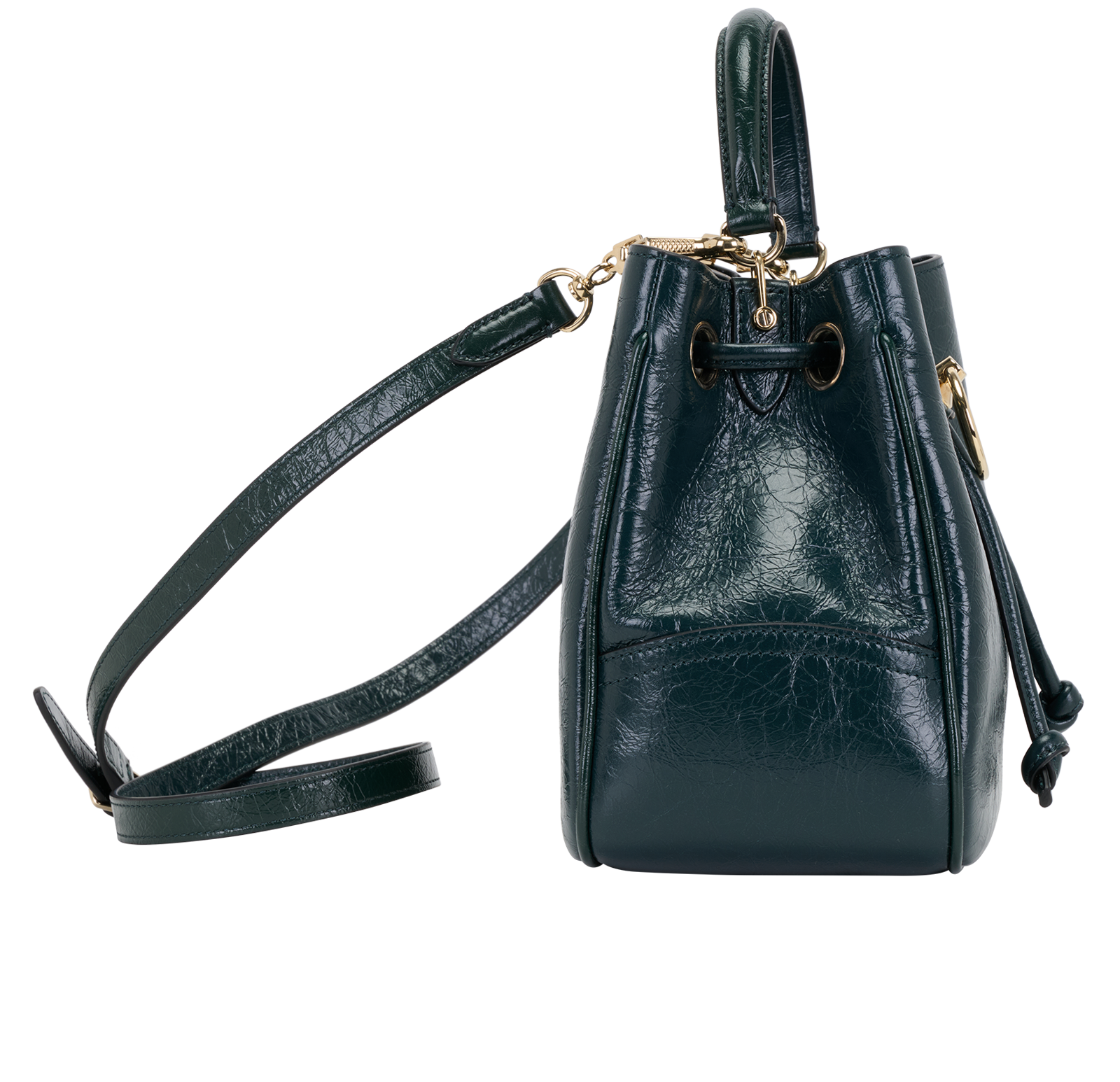 Small Hampstead, &pound;350, Handbags, Green, Leather, Side view